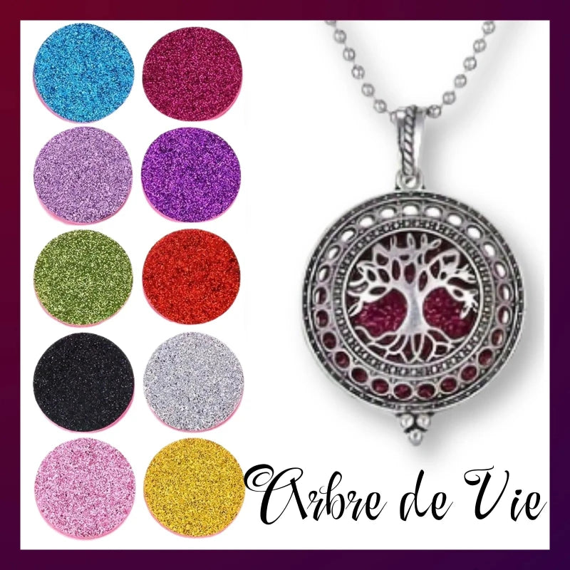 pendentif arbre de vie diffuseur de parfum avec 10 feutres a parfumés