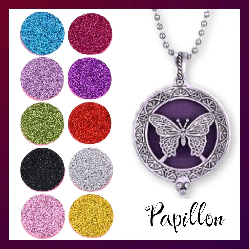 pendentif papillon diffuseur de parfum avec 10 feutres a parfumés